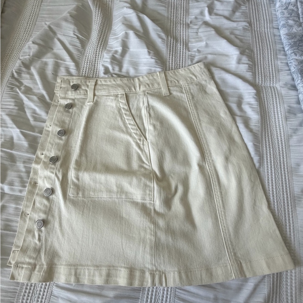 J. Crew Mercantile Off White Button-Accent A-Line Skirt